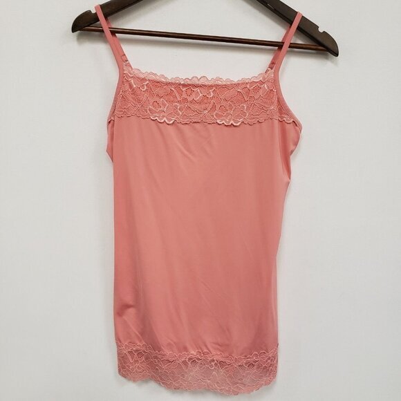 Maurices Womens‎ Lace Trim Cami Tank Top Size S Pink Stretch Romantic Preppy Y2K - Picture 1 of 7